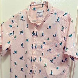 Large cactus print casual button down
